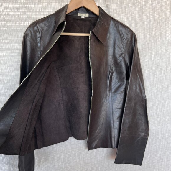 Vintage Dark Brown Fitted Leather Jacket Distressed Rare Buzz 18 Celeb Y… - Picture 8 of 17